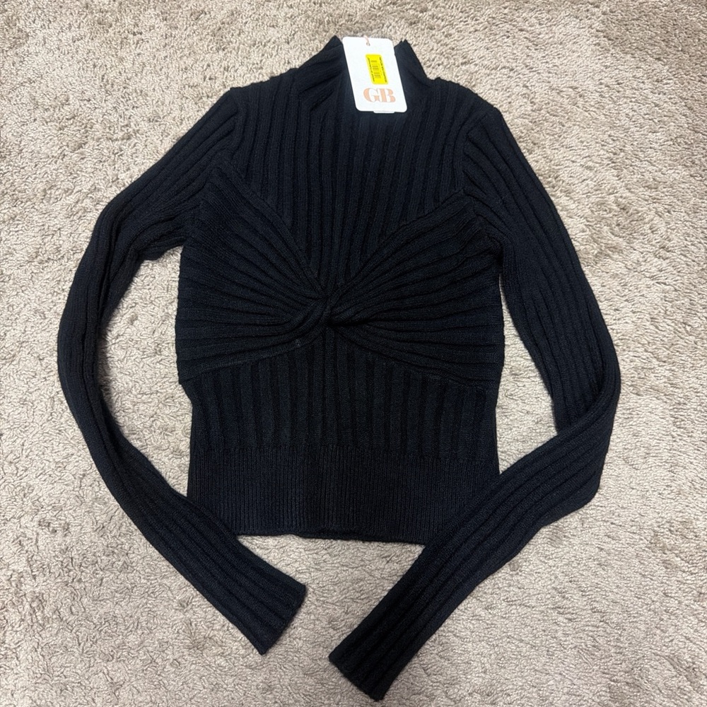 Gianni Bini Black Ribbed Turtleneck Sweater